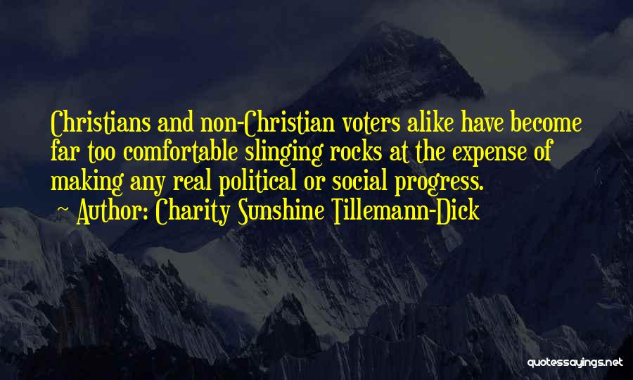 Charity Sunshine Tillemann-Dick Quotes: Christians And Non-christian Voters Alike Have Become Far Too Comfortable Slinging Rocks At The Expense Of Making Any Real Political