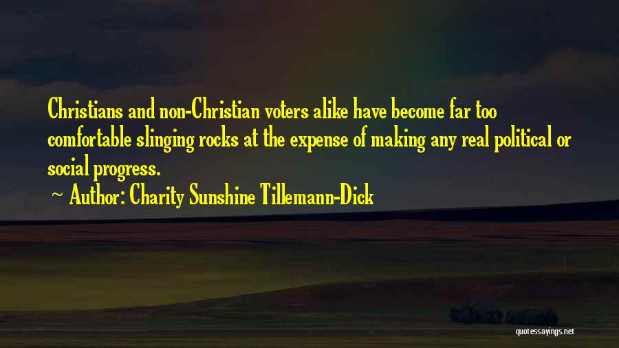 Charity Sunshine Tillemann-Dick Quotes: Christians And Non-christian Voters Alike Have Become Far Too Comfortable Slinging Rocks At The Expense Of Making Any Real Political