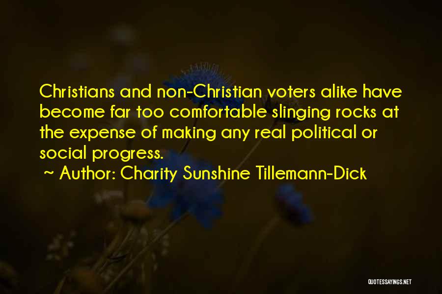 Charity Sunshine Tillemann-Dick Quotes: Christians And Non-christian Voters Alike Have Become Far Too Comfortable Slinging Rocks At The Expense Of Making Any Real Political