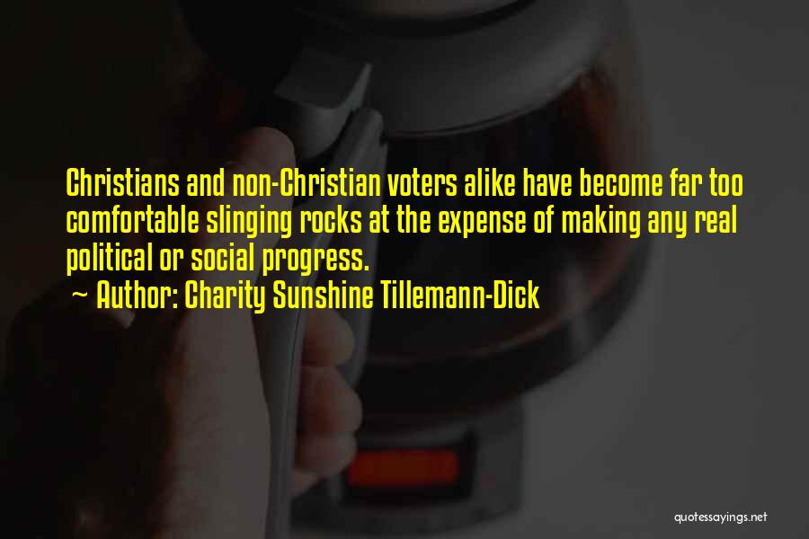 Charity Sunshine Tillemann-Dick Quotes: Christians And Non-christian Voters Alike Have Become Far Too Comfortable Slinging Rocks At The Expense Of Making Any Real Political