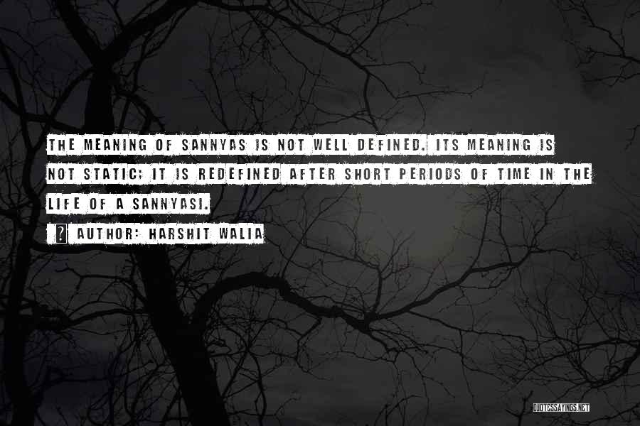 Harshit Walia Quotes: The Meaning Of Sannyas Is Not Well Defined. Its Meaning Is Not Static; It Is Redefined After Short Periods Of