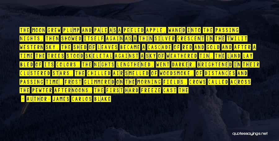 James Carlos Blake Quotes: The Moon Grew Plump And Pale As A Peeled Apple, Waned Into The Passing Nights, Then Showed Itself Again As