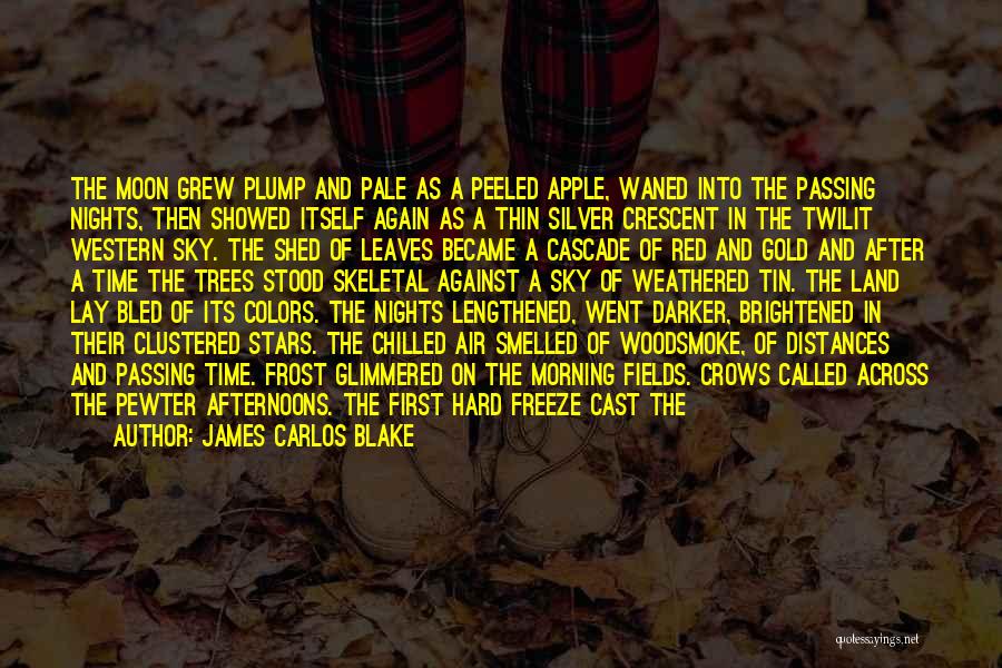 James Carlos Blake Quotes: The Moon Grew Plump And Pale As A Peeled Apple, Waned Into The Passing Nights, Then Showed Itself Again As