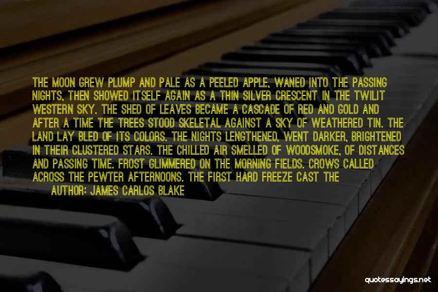 James Carlos Blake Quotes: The Moon Grew Plump And Pale As A Peeled Apple, Waned Into The Passing Nights, Then Showed Itself Again As