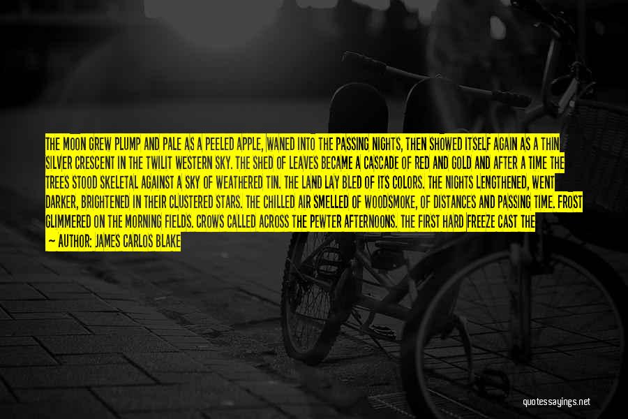 James Carlos Blake Quotes: The Moon Grew Plump And Pale As A Peeled Apple, Waned Into The Passing Nights, Then Showed Itself Again As