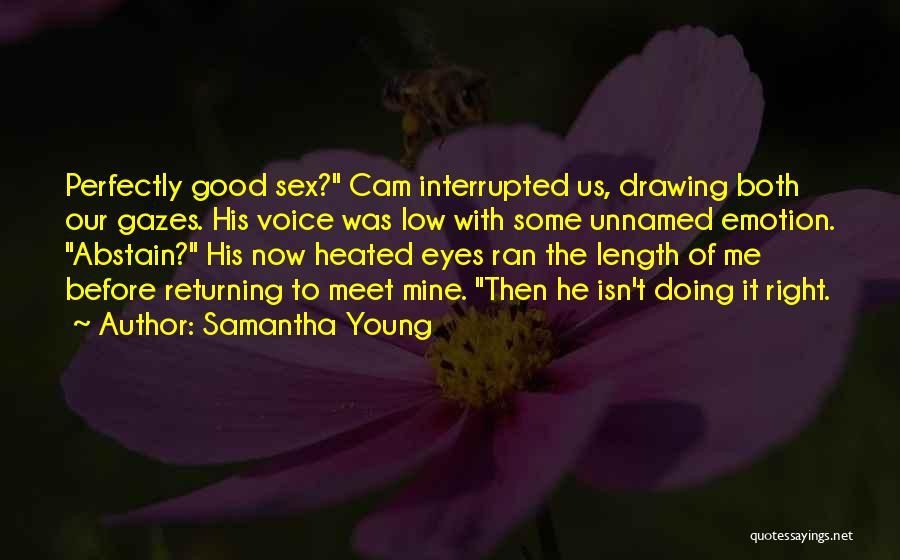 Samantha Young Quotes: Perfectly Good Sex? Cam Interrupted Us, Drawing Both Our Gazes. His Voice Was Low With Some Unnamed Emotion. Abstain? His