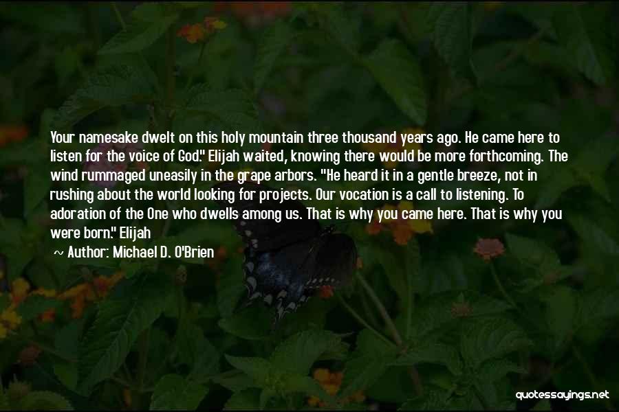 Michael D. O'Brien Quotes: Your Namesake Dwelt On This Holy Mountain Three Thousand Years Ago. He Came Here To Listen For The Voice Of