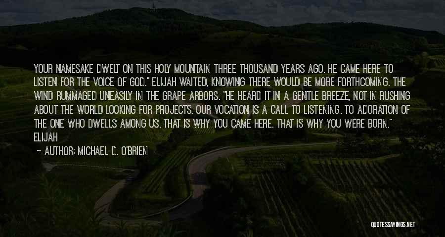 Michael D. O'Brien Quotes: Your Namesake Dwelt On This Holy Mountain Three Thousand Years Ago. He Came Here To Listen For The Voice Of