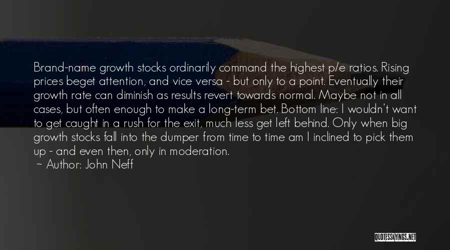 John Neff Quotes: Brand-name Growth Stocks Ordinarily Command The Highest P/e Ratios. Rising Prices Beget Attention, And Vice Versa - But Only To