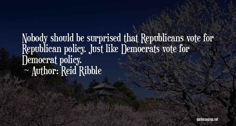 Reid Ribble Quotes: Nobody Should Be Surprised That Republicans Vote For Republican Policy. Just Like Democrats Vote For Democrat Policy.