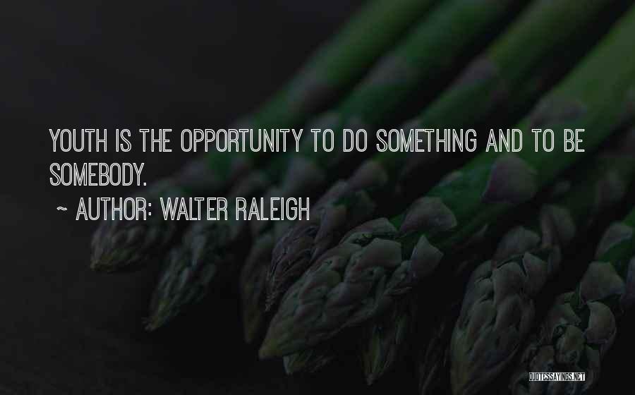 Walter Raleigh Quotes: Youth Is The Opportunity To Do Something And To Be Somebody.