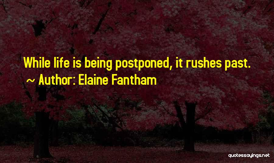 Elaine Fantham Quotes: While Life Is Being Postponed, It Rushes Past.