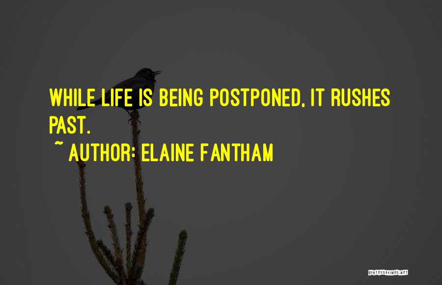 Elaine Fantham Quotes: While Life Is Being Postponed, It Rushes Past.