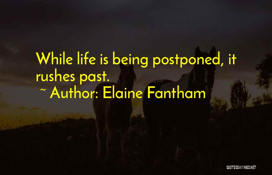 Elaine Fantham Quotes: While Life Is Being Postponed, It Rushes Past.