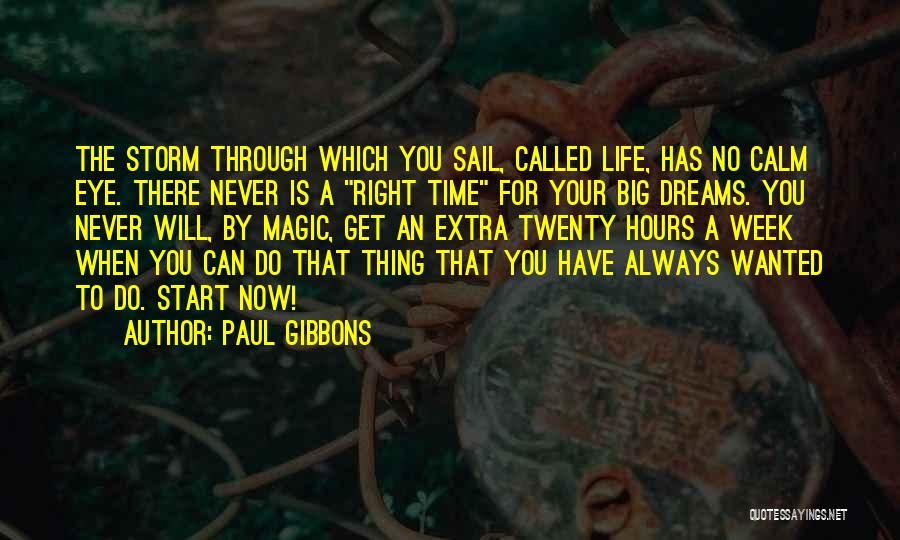 Paul Gibbons Quotes: The Storm Through Which You Sail, Called Life, Has No Calm Eye. There Never Is A Right Time For Your