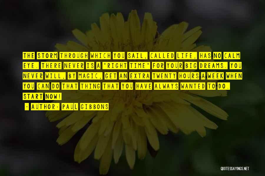 Paul Gibbons Quotes: The Storm Through Which You Sail, Called Life, Has No Calm Eye. There Never Is A Right Time For Your