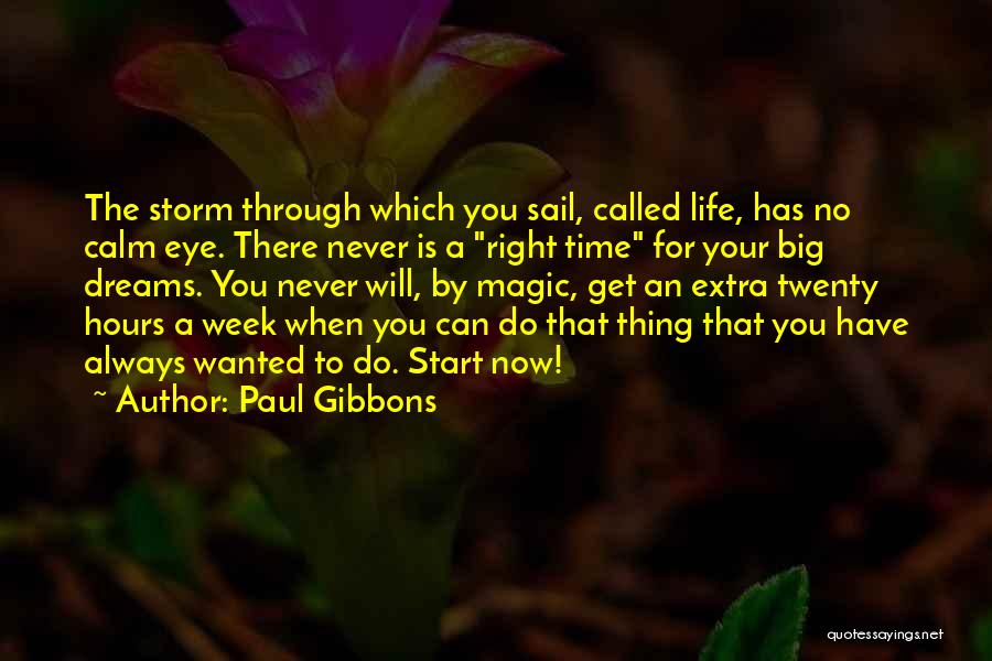 Paul Gibbons Quotes: The Storm Through Which You Sail, Called Life, Has No Calm Eye. There Never Is A Right Time For Your