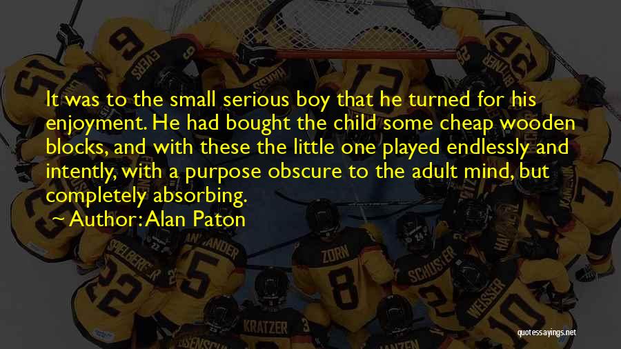 Alan Paton Quotes: It Was To The Small Serious Boy That He Turned For His Enjoyment. He Had Bought The Child Some Cheap