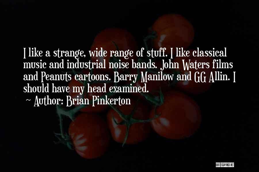 Brian Pinkerton Quotes: I Like A Strange, Wide Range Of Stuff. I Like Classical Music And Industrial Noise Bands. John Waters Films And