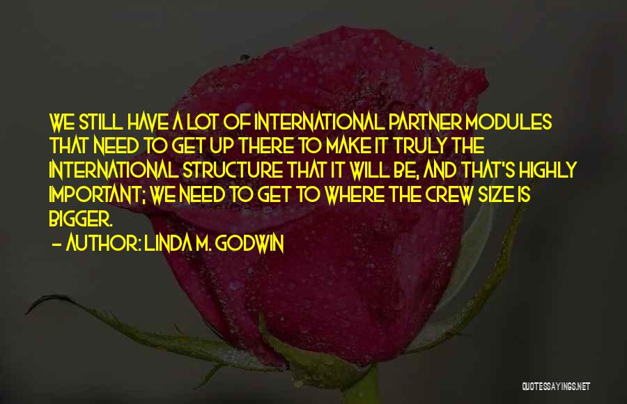 Linda M. Godwin Quotes: We Still Have A Lot Of International Partner Modules That Need To Get Up There To Make It Truly The