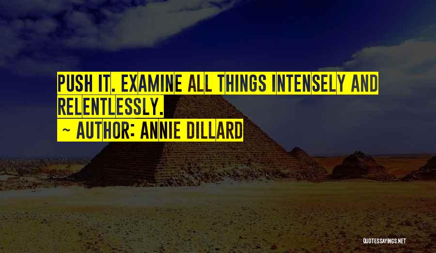 Annie Dillard Quotes: Push It. Examine All Things Intensely And Relentlessly.