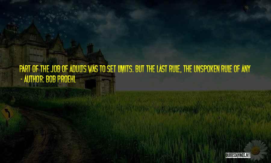 Bob Proehl Quotes: Part Of The Job Of Adults Was To Set Limits. But The Last Rule, The Unspoken Rule Of Any Story