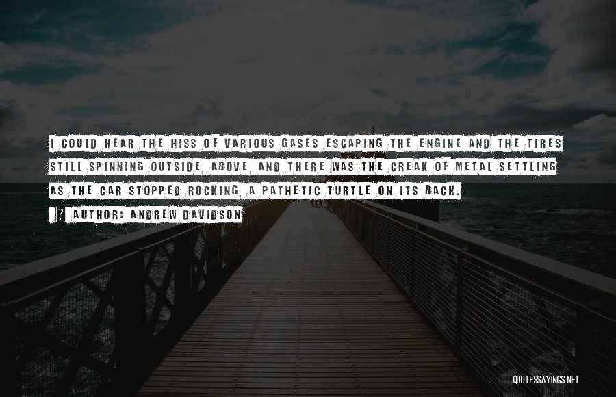 Andrew Davidson Quotes: I Could Hear The Hiss Of Various Gases Escaping The Engine And The Tires Still Spinning Outside, Above, And There