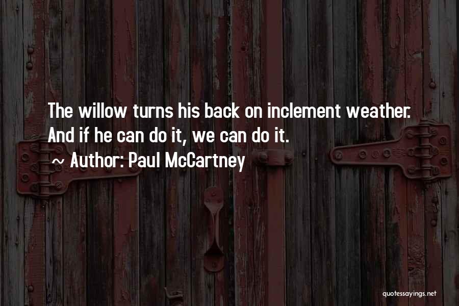 Paul McCartney Quotes: The Willow Turns His Back On Inclement Weather. And If He Can Do It, We Can Do It.