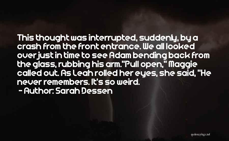 Sarah Dessen Quotes: This Thought Was Interrupted, Suddenly, By A Crash From The Front Entrance. We All Looked Over Just In Time To