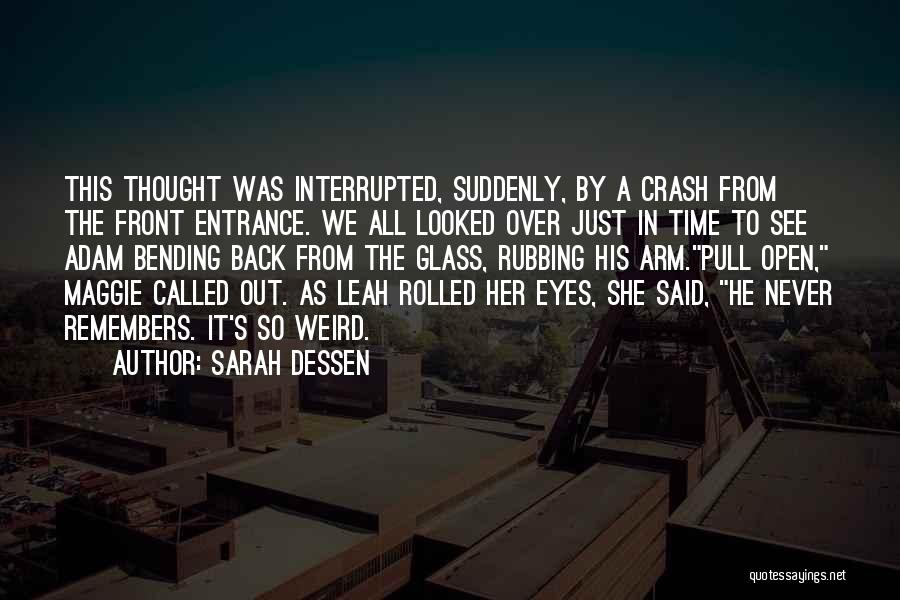 Sarah Dessen Quotes: This Thought Was Interrupted, Suddenly, By A Crash From The Front Entrance. We All Looked Over Just In Time To