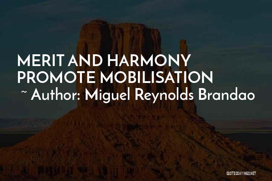 Miguel Reynolds Brandao Quotes: Merit And Harmony Promote Mobilisation