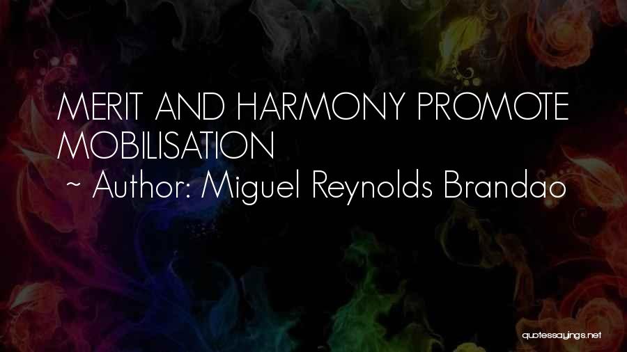 Miguel Reynolds Brandao Quotes: Merit And Harmony Promote Mobilisation