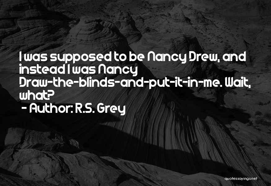 R.S. Grey Quotes: I Was Supposed To Be Nancy Drew, And Instead I Was Nancy Draw-the-blinds-and-put-it-in-me. Wait, What?