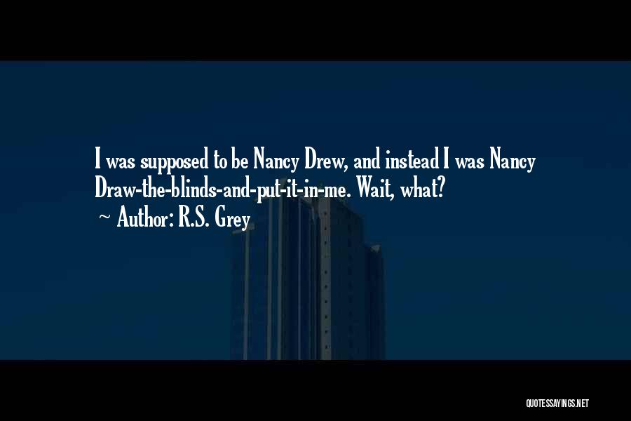 R.S. Grey Quotes: I Was Supposed To Be Nancy Drew, And Instead I Was Nancy Draw-the-blinds-and-put-it-in-me. Wait, What?