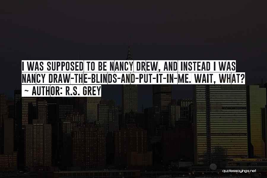 R.S. Grey Quotes: I Was Supposed To Be Nancy Drew, And Instead I Was Nancy Draw-the-blinds-and-put-it-in-me. Wait, What?