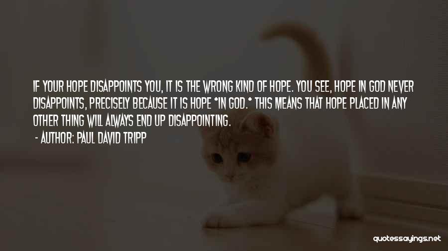 Paul David Tripp Quotes: If Your Hope Disappoints You, It Is The Wrong Kind Of Hope. You See, Hope In God Never Disappoints, Precisely