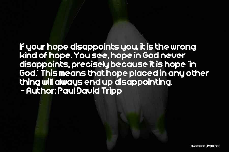 Paul David Tripp Quotes: If Your Hope Disappoints You, It Is The Wrong Kind Of Hope. You See, Hope In God Never Disappoints, Precisely