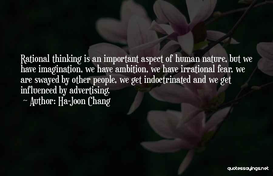Ha-Joon Chang Quotes: Rational Thinking Is An Important Aspect Of Human Nature, But We Have Imagination, We Have Ambition, We Have Irrational Fear,