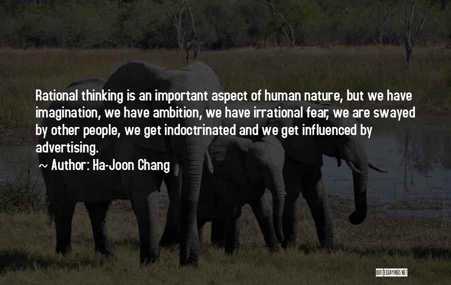 Ha-Joon Chang Quotes: Rational Thinking Is An Important Aspect Of Human Nature, But We Have Imagination, We Have Ambition, We Have Irrational Fear,
