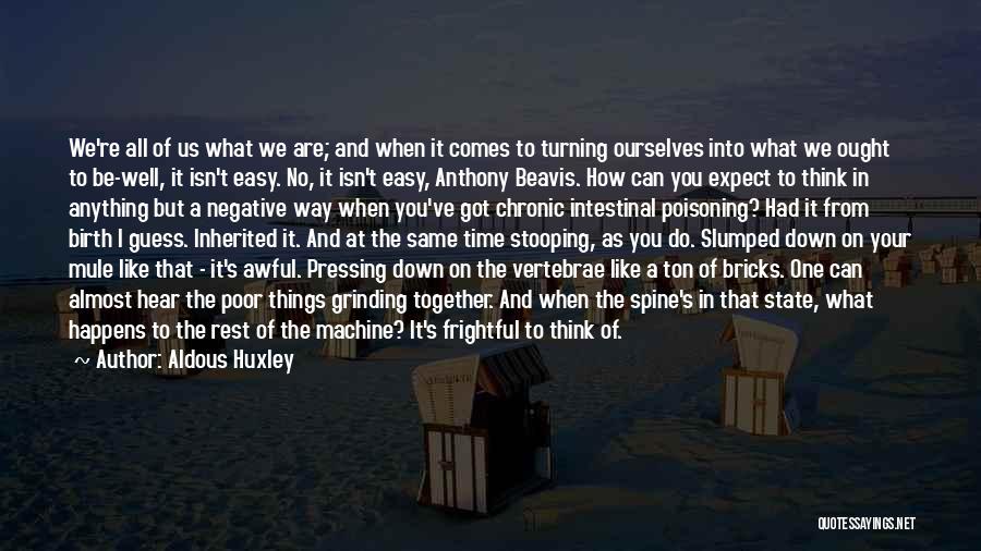 Aldous Huxley Quotes: We're All Of Us What We Are; And When It Comes To Turning Ourselves Into What We Ought To Be-well,