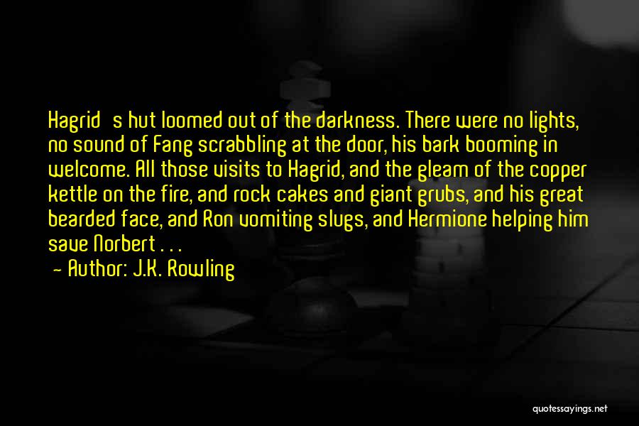 J.K. Rowling Quotes: Hagrid's Hut Loomed Out Of The Darkness. There Were No Lights, No Sound Of Fang Scrabbling At The Door, His
