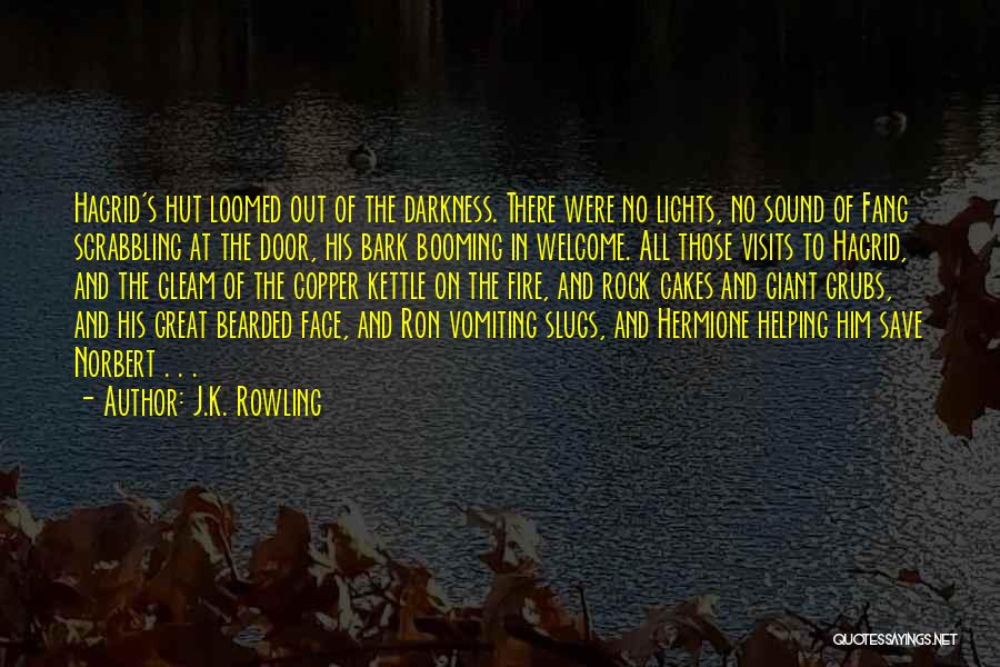 J.K. Rowling Quotes: Hagrid's Hut Loomed Out Of The Darkness. There Were No Lights, No Sound Of Fang Scrabbling At The Door, His