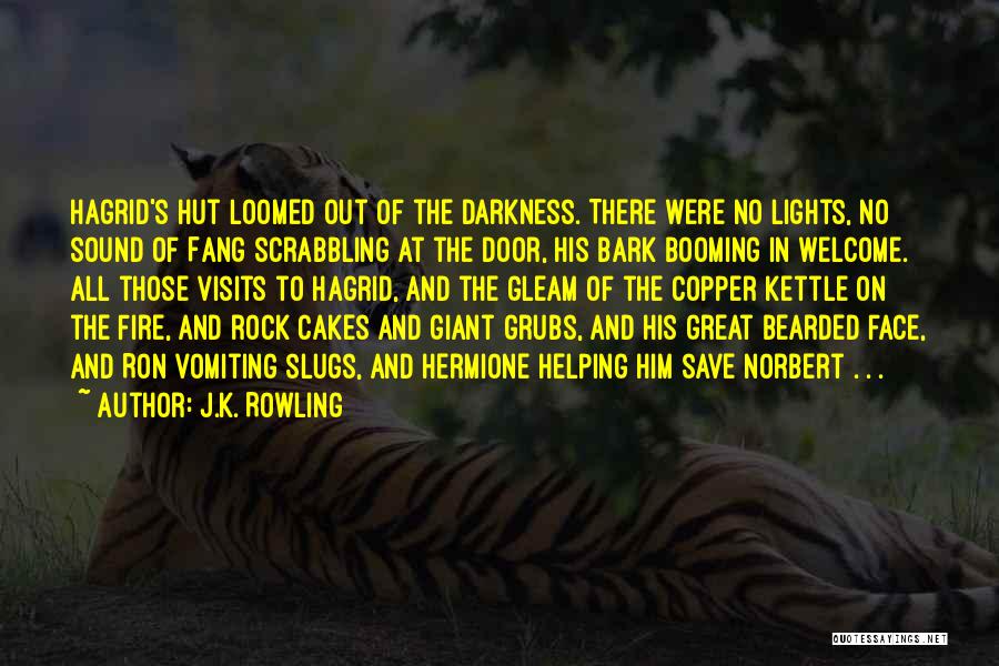 J.K. Rowling Quotes: Hagrid's Hut Loomed Out Of The Darkness. There Were No Lights, No Sound Of Fang Scrabbling At The Door, His