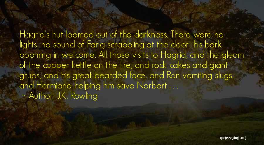 J.K. Rowling Quotes: Hagrid's Hut Loomed Out Of The Darkness. There Were No Lights, No Sound Of Fang Scrabbling At The Door, His