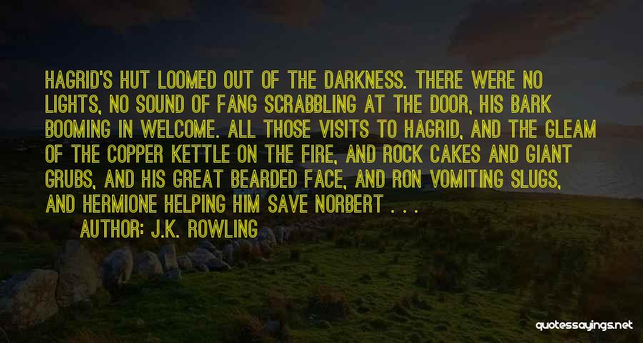 J.K. Rowling Quotes: Hagrid's Hut Loomed Out Of The Darkness. There Were No Lights, No Sound Of Fang Scrabbling At The Door, His