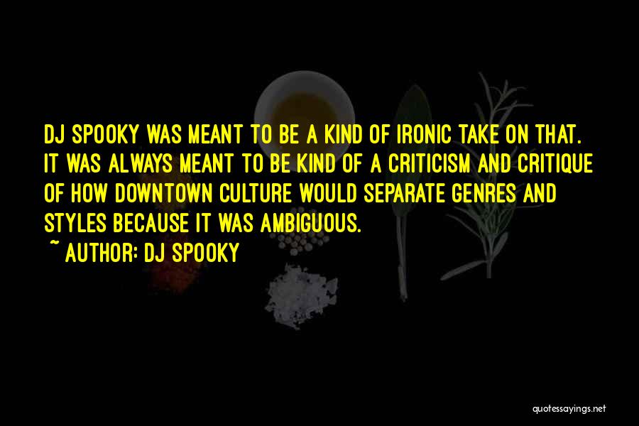 DJ Spooky Quotes: Dj Spooky Was Meant To Be A Kind Of Ironic Take On That. It Was Always Meant To Be Kind