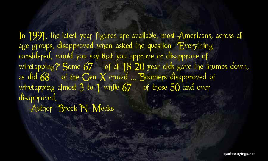 Brock N. Meeks Quotes: In 1991, The Latest Year Figures Are Available, Most Americans, Across All Age Groups, Disapproved When Asked The Question: 'everything