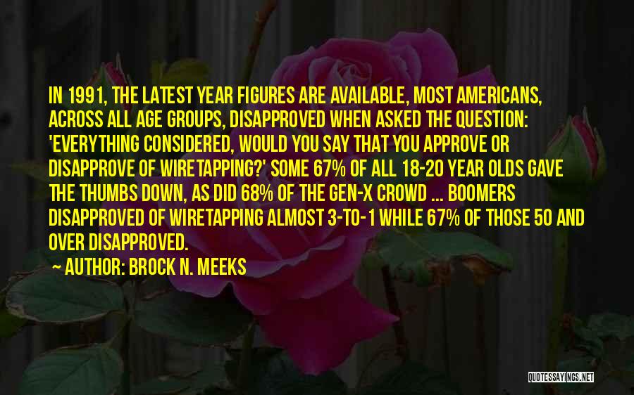 Brock N. Meeks Quotes: In 1991, The Latest Year Figures Are Available, Most Americans, Across All Age Groups, Disapproved When Asked The Question: 'everything