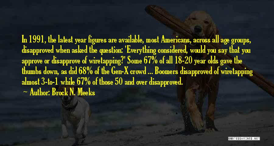 Brock N. Meeks Quotes: In 1991, The Latest Year Figures Are Available, Most Americans, Across All Age Groups, Disapproved When Asked The Question: 'everything