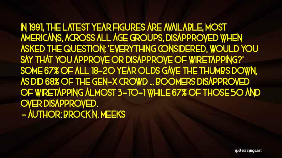 Brock N. Meeks Quotes: In 1991, The Latest Year Figures Are Available, Most Americans, Across All Age Groups, Disapproved When Asked The Question: 'everything